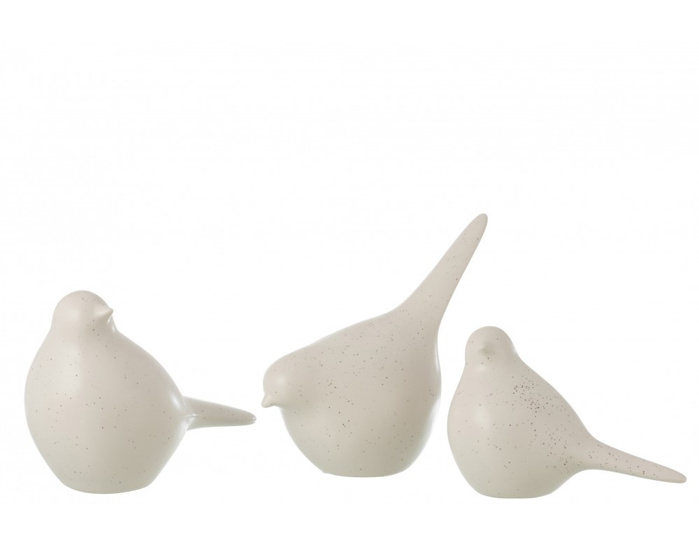 Set de 3 oiseaux blancs ceramique